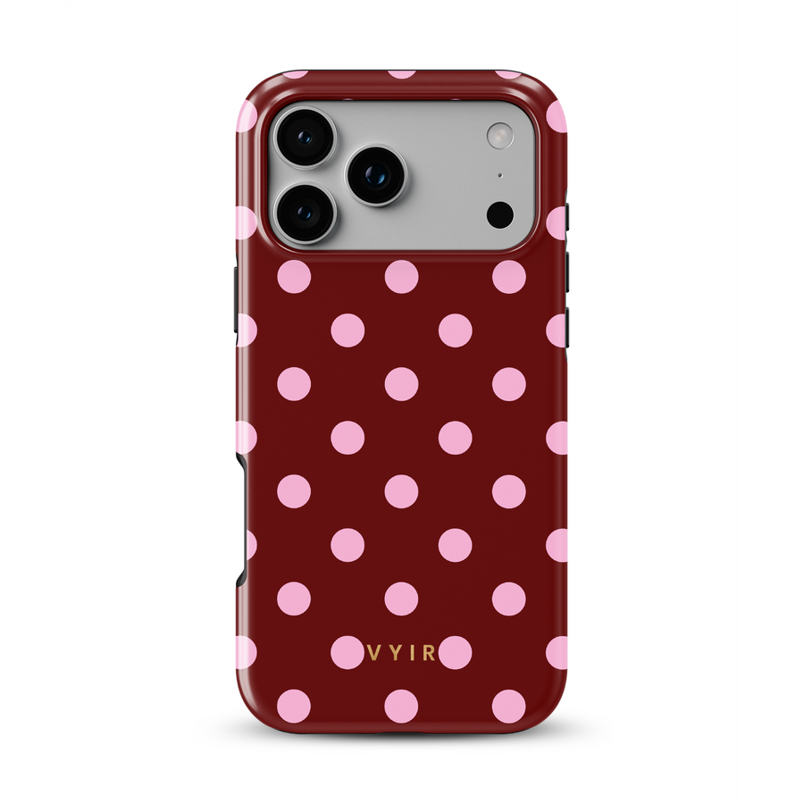Classic Polka Dots, Burgund - Tough MagSafe Etui na iPhone