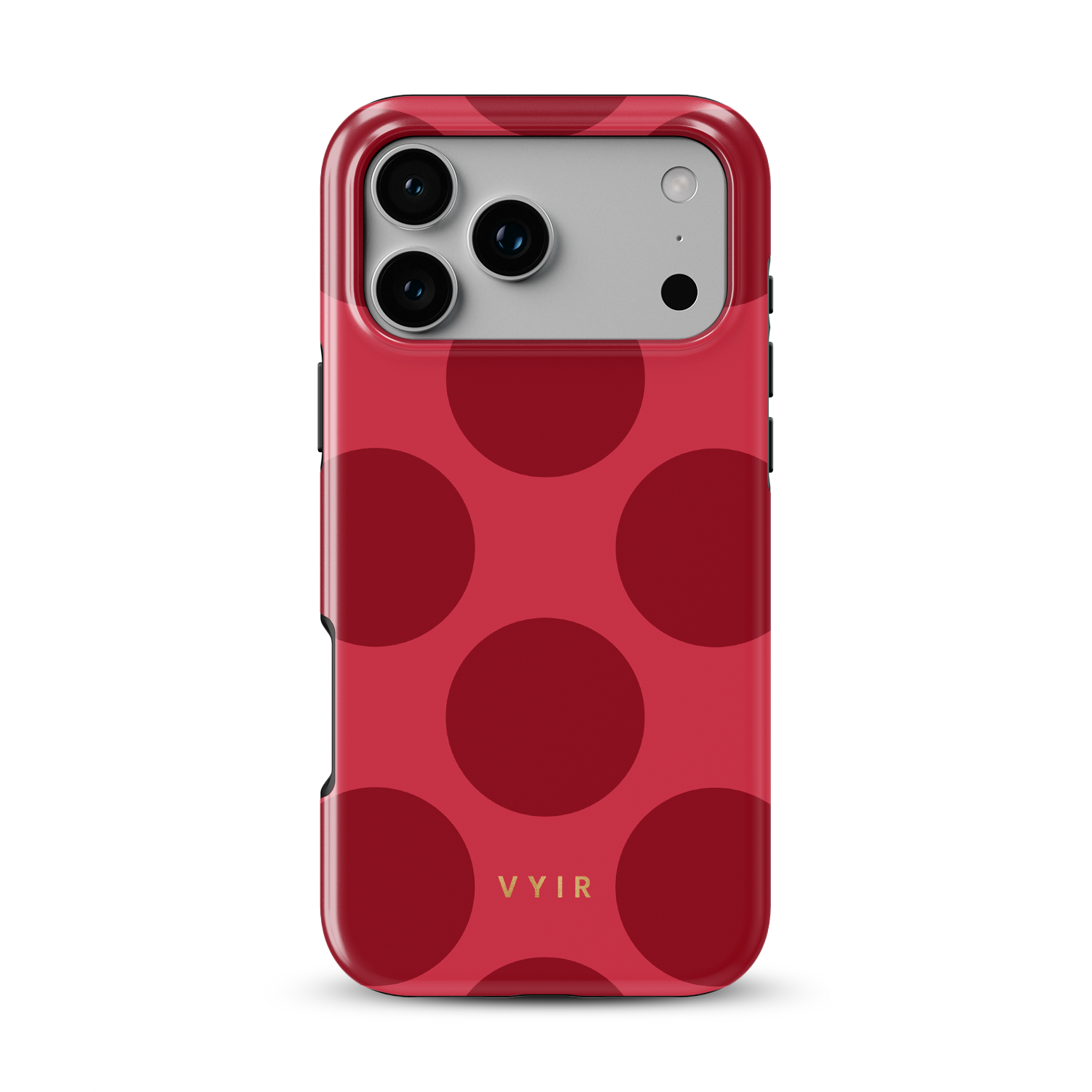 Large Polka Dots, Crimson Red - Shockproof Phone Case - VYIR