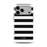 Horizontal Stripes, Black and White - Tough MagSafe iPhone Etui