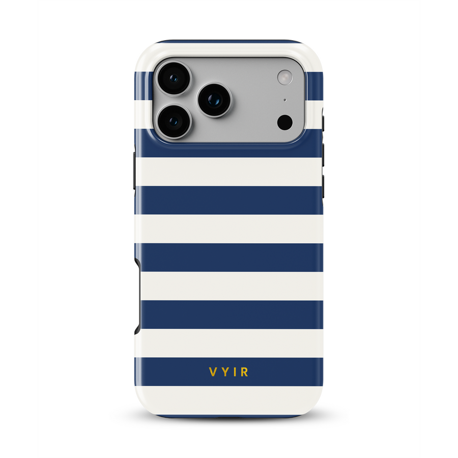 Horizontal Stripes, Old Money Blue - Tough MagSafe Etui na iPhone'a
