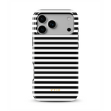 Horizontal Stripes, Pinstripe Black and White - Tough MagSafe iPhone Etui