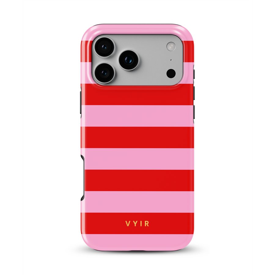 Horizontal Stripes, Red Blush - Tough MagSafe iPhone Etui
