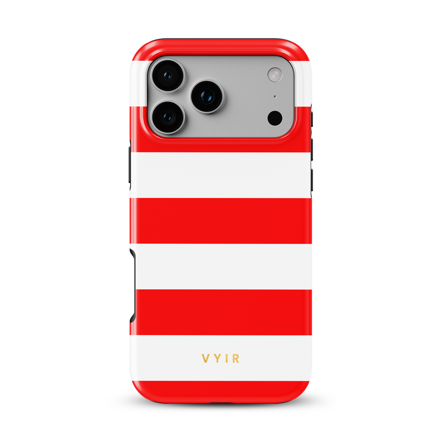 Horizontal Stripes, Red Silk - Tough MagSafe iPhone Etui