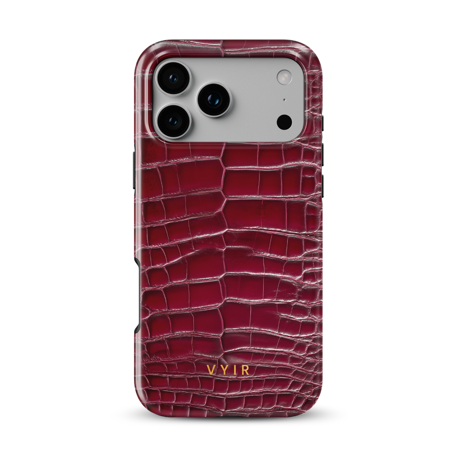 Croc Leather Print Burgundy - Tough Etui MagSafe na iPhone