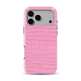 Croc Leather Print Pink - Tough Etui MagSafe na iPhone