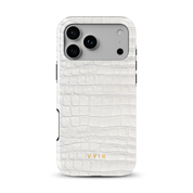 Croc Leather Print White - Shockproof Phone Case - VYIR