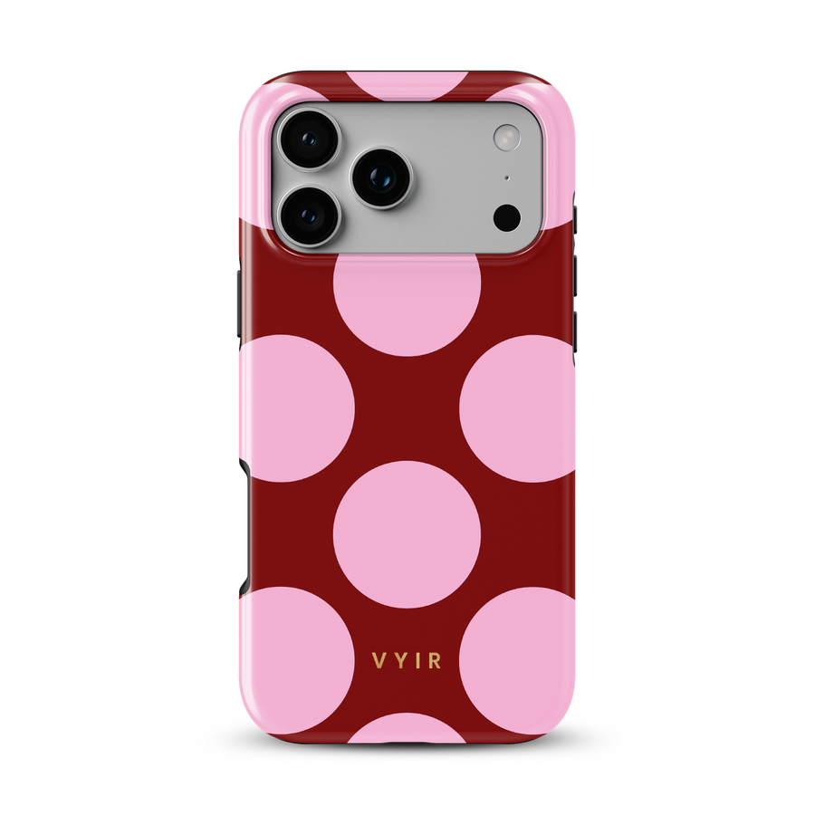 Large Polka Dots, Burgundy Pink - Tough Etui na iPhone z MagSafe