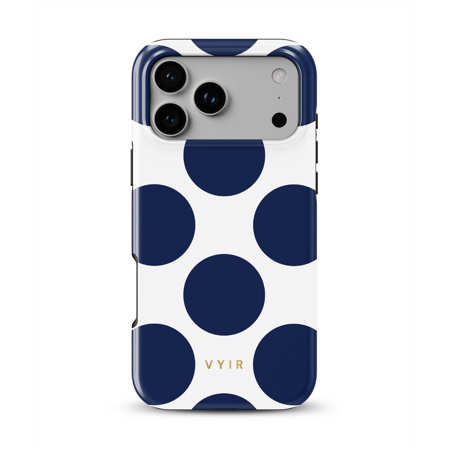 Large Polka Dots, Old Money Blue - Tough Etui MagSafe na iPhone'a
