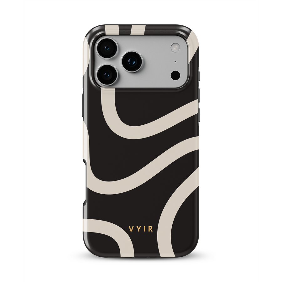 Swirl Lines, czarny i beżowy - Tough Etui MagSafe na iPhone'a