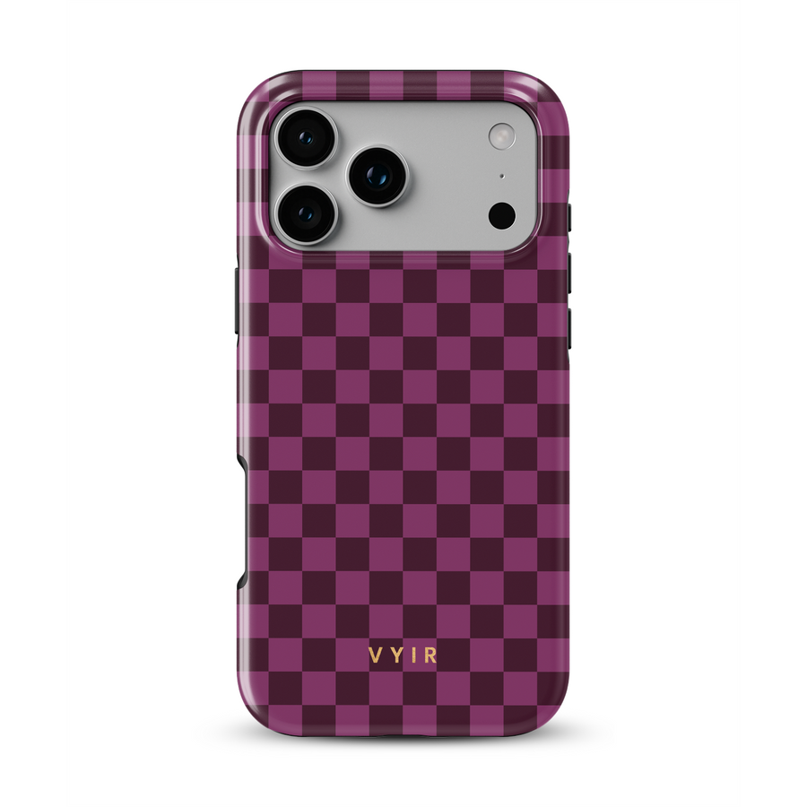 Tiny Checker, Burgundy - Tough MagSafe iPhone Etui