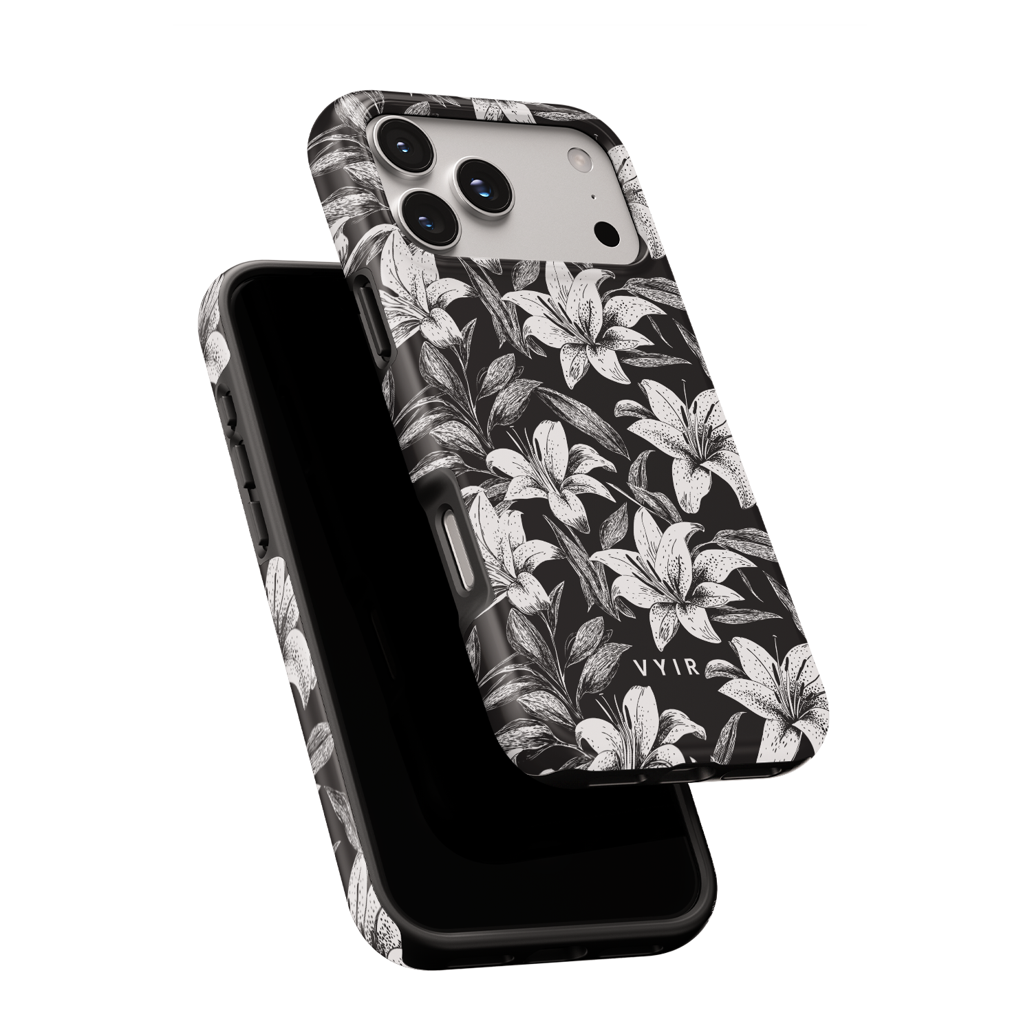 Monochrome Lilies - Shockproof MagSafe iPhone Case - VYIR