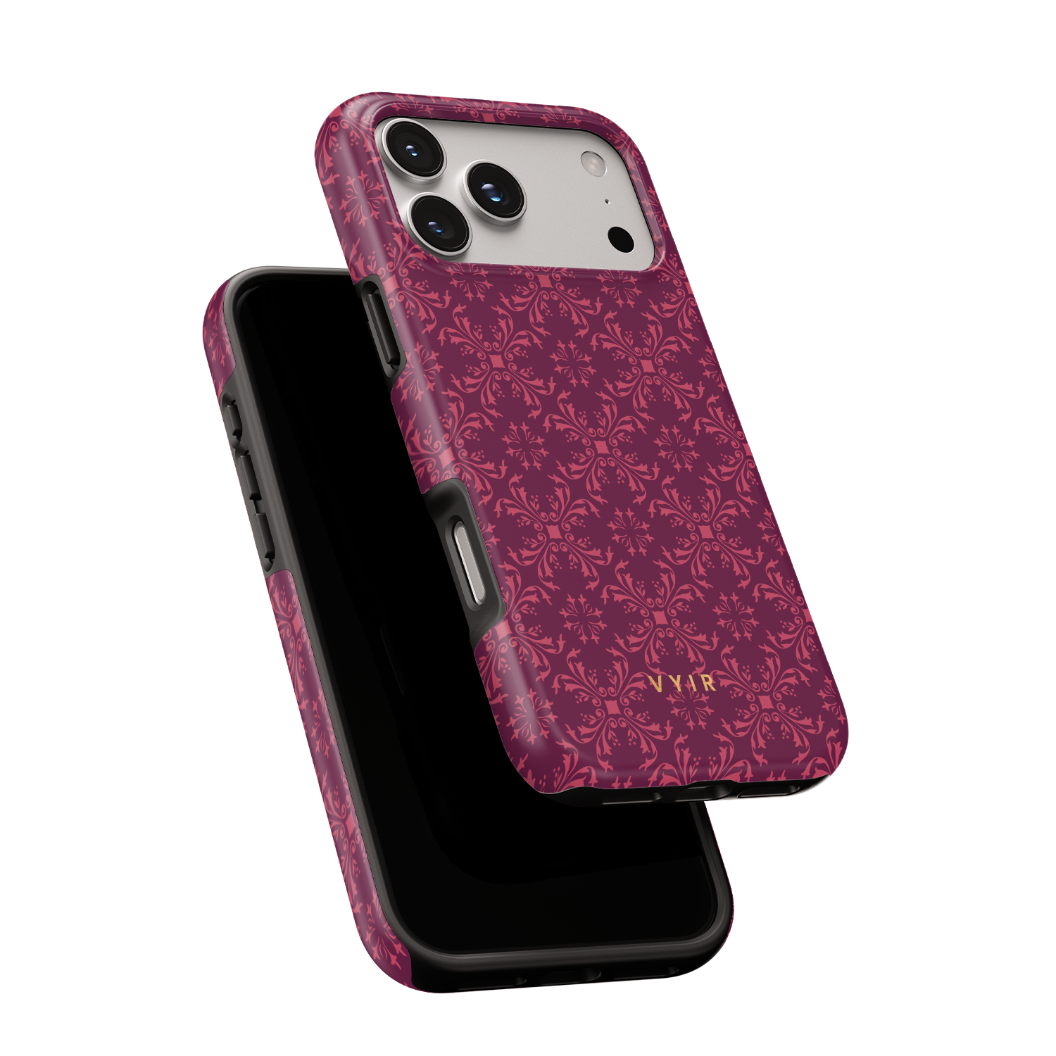 Ornate Bloom, Burgundy - Shockproof MagSafe iPhone Case - VYIR
