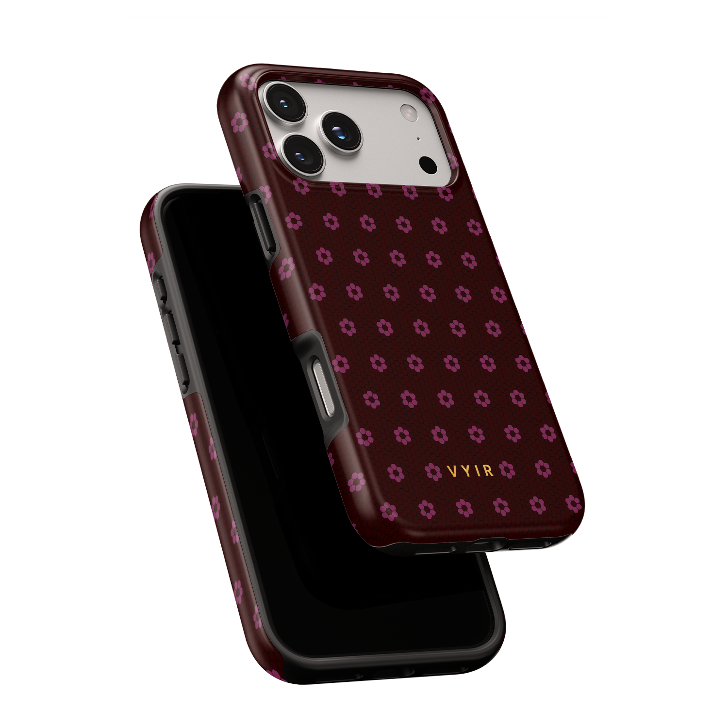 VYIR Signature Flowers, Burgundy - Shockproof Phone Case - VYIR