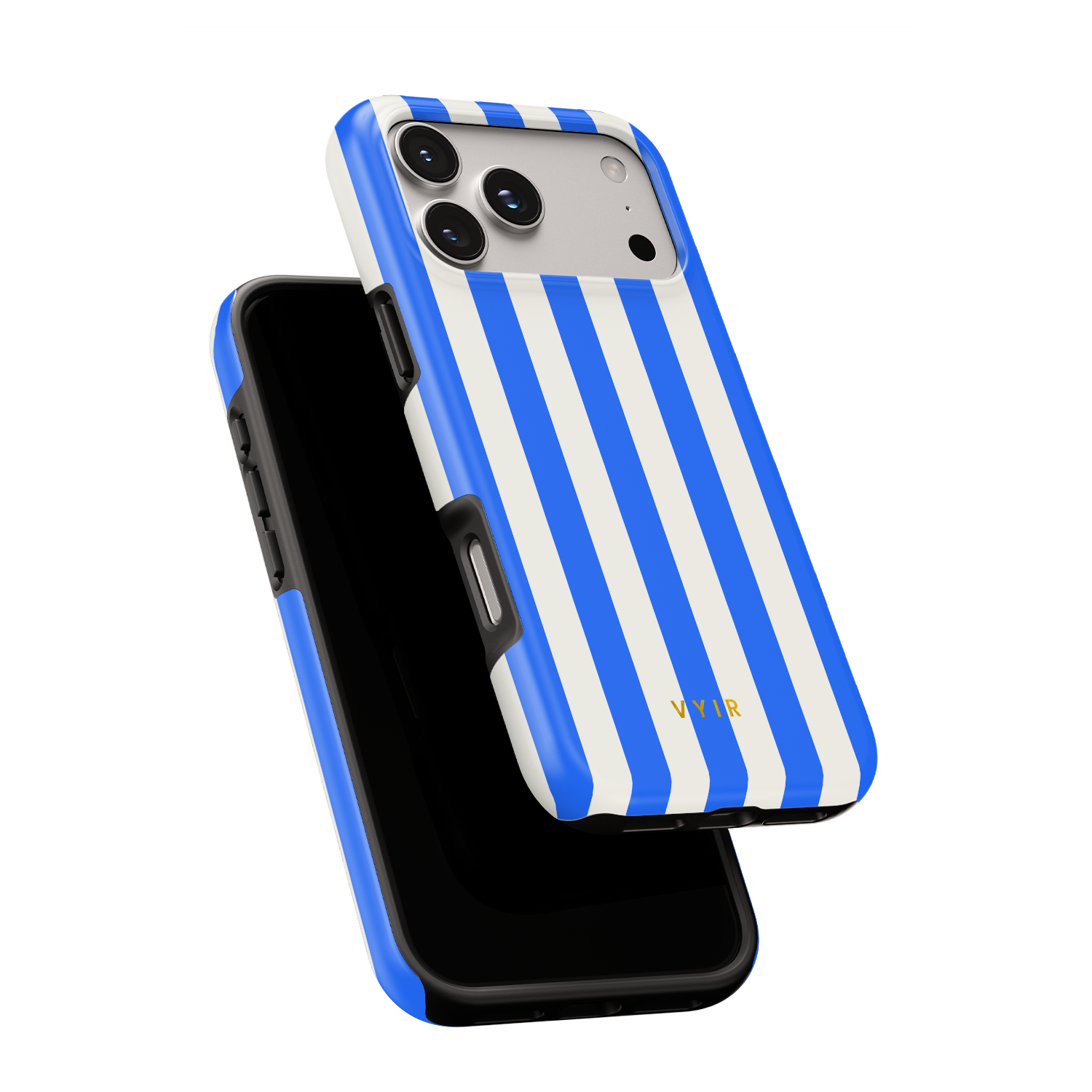 Vertical Stripes, Riviera Blue - Shockproof Phone Case - VYIR