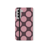 Etui portfelowe z wegańskiej skóry do Samsung Galaxy S22 Plus – wzór w kropki Pink Plum Polka Dot