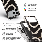 Swirl Lines, Black and Beige - Shockproof Phone Case - VYIR