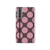 Etui portfelowe z wegańskiej skóry do Samsung Galaxy S21 Plus – wzór w kropki Pink Plum Polka Dot