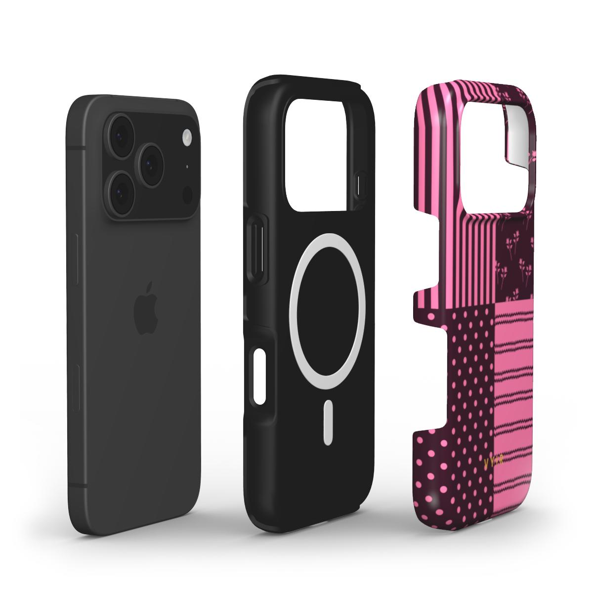 VYIR Signature 4-Checker, Burgundy - Shockproof MagSafe iPhone Case - VYIR