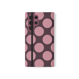 Etui portfelowe z wegańskiej skóry do Samsung Galaxy S22 Ultra – wzór w kropki Pink Plum Polka Dot