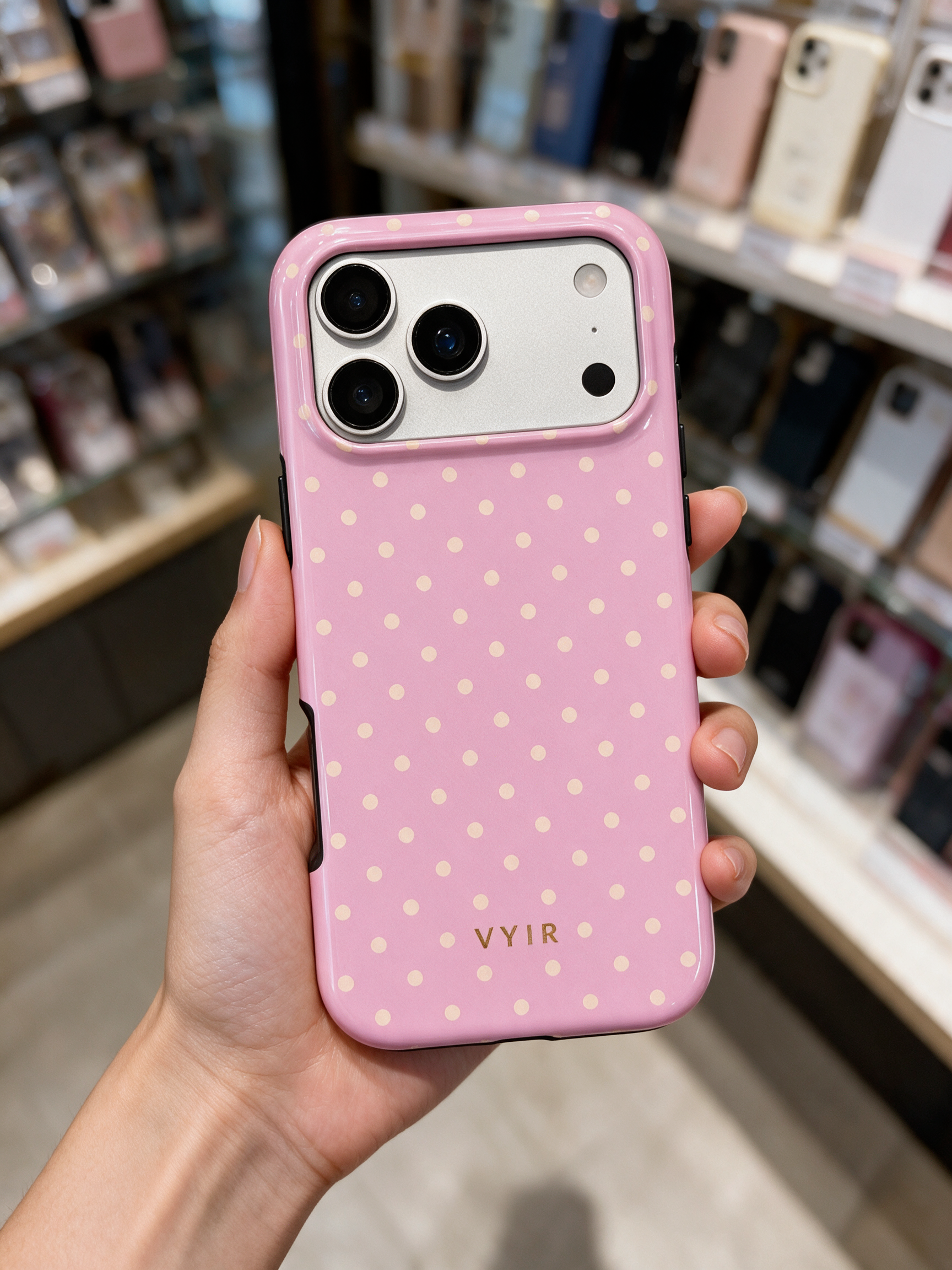Tiny Polka Dots, Kobiecy róż - Tough Etui na telefon