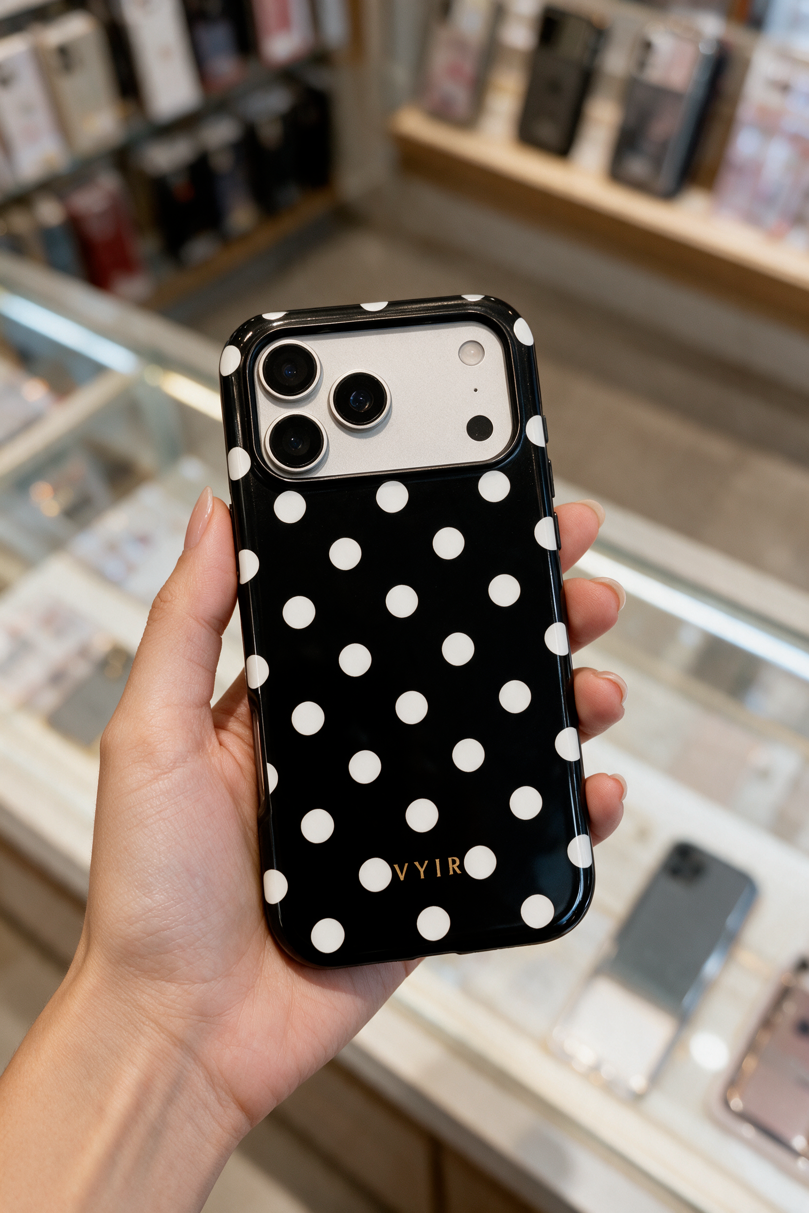Classic Polka Dots, Black Noir - Tough Etui na telefon