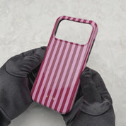 Vertical Stripes, Cukierkowy róż - Tough Etui na telefon