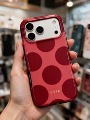Large Polka Dots, Crimson Red - Tough Etui na iPhone z MagSafe